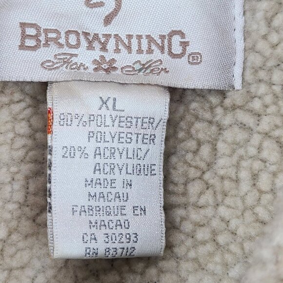 Browning Double Zip Up Jacket Women's XL Brown Faux Suede Sherpa Lining Outdoors - Picture 5 of 7